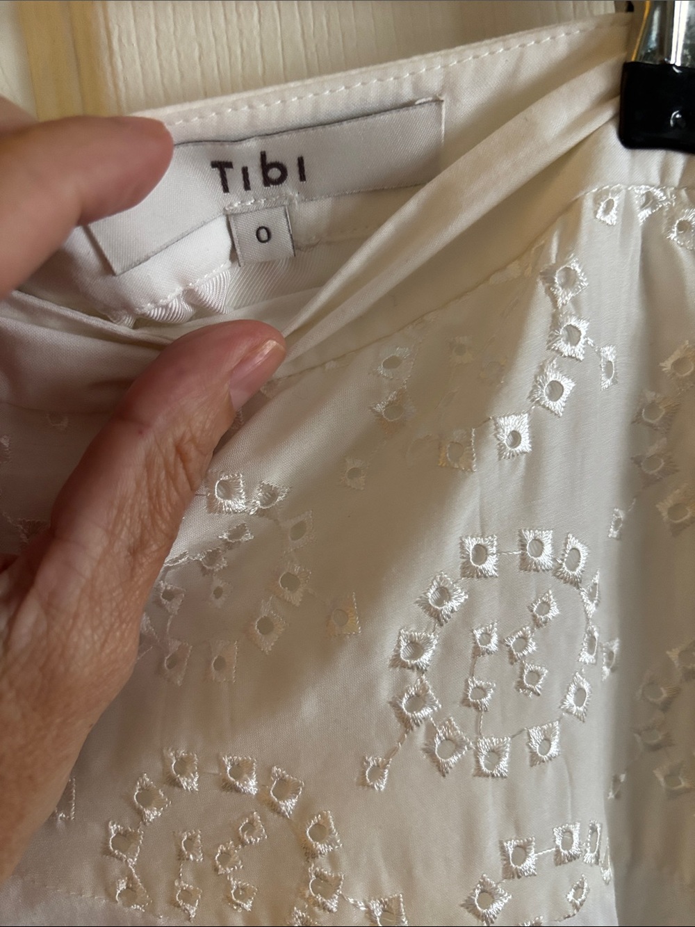Tibi Silk Cotton Eyelet Asymmetrical Skirt - Picture 3 of 4